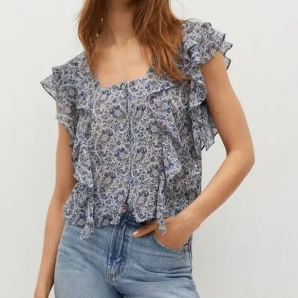 Floral Ruffle Button-Front - Picture 3 of 10